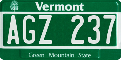 VT license plate AGZ237