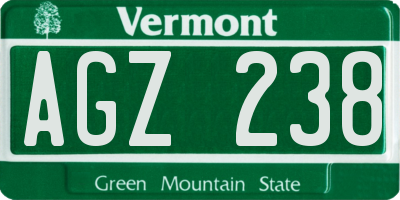 VT license plate AGZ238