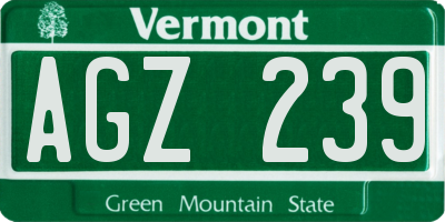 VT license plate AGZ239