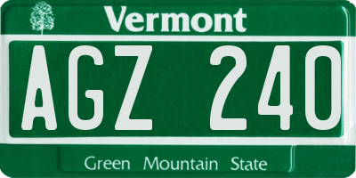 VT license plate AGZ240