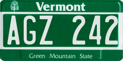 VT license plate AGZ242