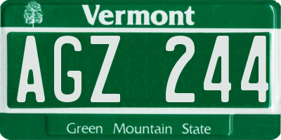 VT license plate AGZ244