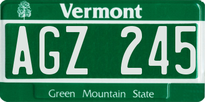 VT license plate AGZ245