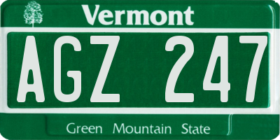 VT license plate AGZ247