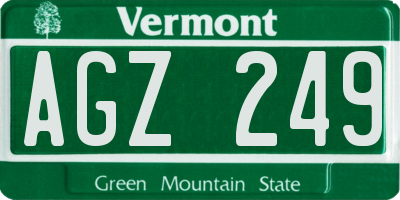 VT license plate AGZ249
