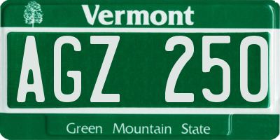 VT license plate AGZ250