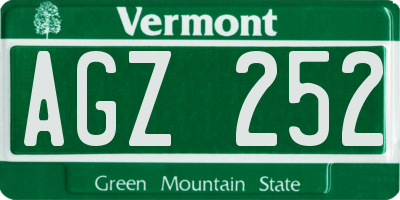 VT license plate AGZ252