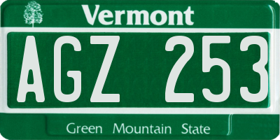 VT license plate AGZ253