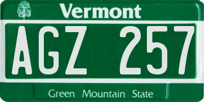 VT license plate AGZ257