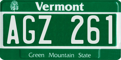 VT license plate AGZ261