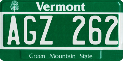 VT license plate AGZ262