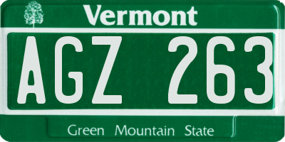 VT license plate AGZ263