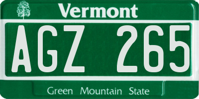 VT license plate AGZ265