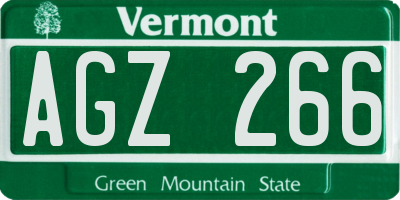 VT license plate AGZ266