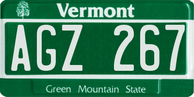 VT license plate AGZ267