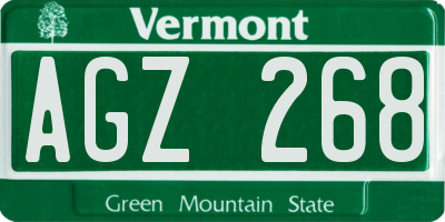 VT license plate AGZ268