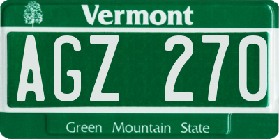 VT license plate AGZ270