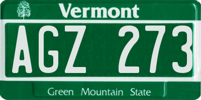 VT license plate AGZ273