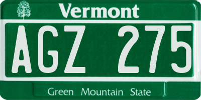 VT license plate AGZ275