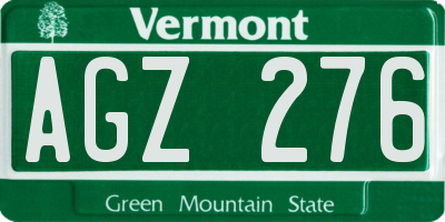 VT license plate AGZ276