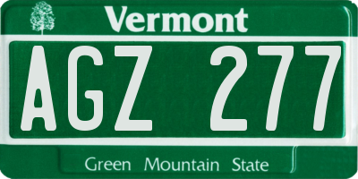 VT license plate AGZ277