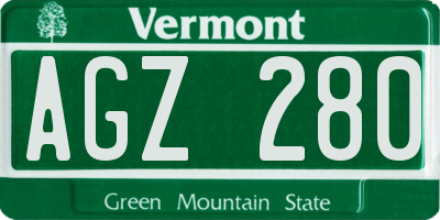 VT license plate AGZ280