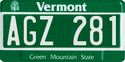 VT license plate AGZ281