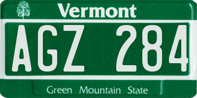 VT license plate AGZ284