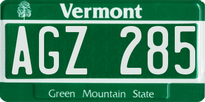 VT license plate AGZ285