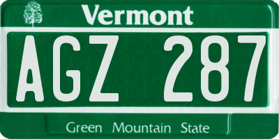 VT license plate AGZ287