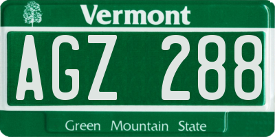 VT license plate AGZ288