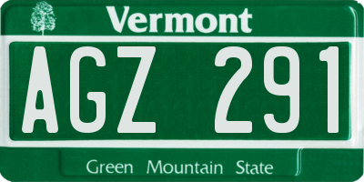 VT license plate AGZ291