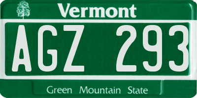 VT license plate AGZ293