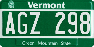 VT license plate AGZ298