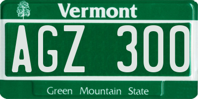 VT license plate AGZ300