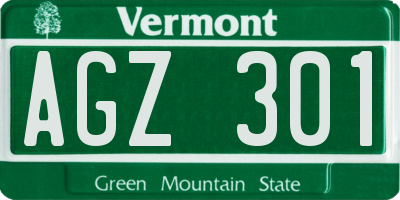 VT license plate AGZ301