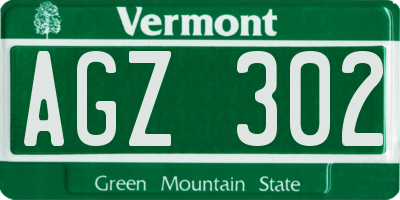 VT license plate AGZ302