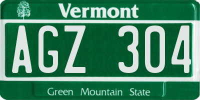 VT license plate AGZ304
