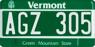 VT license plate AGZ305
