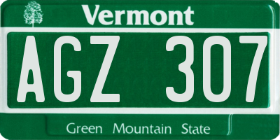VT license plate AGZ307