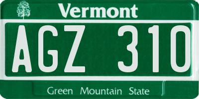VT license plate AGZ310