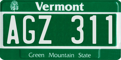 VT license plate AGZ311