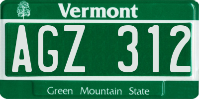 VT license plate AGZ312