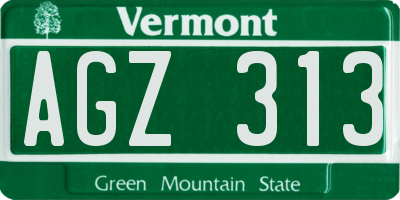 VT license plate AGZ313
