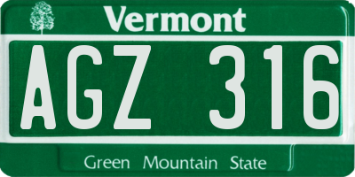 VT license plate AGZ316