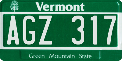 VT license plate AGZ317