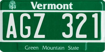 VT license plate AGZ321