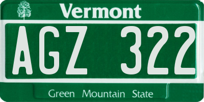 VT license plate AGZ322