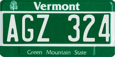 VT license plate AGZ324