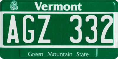 VT license plate AGZ332